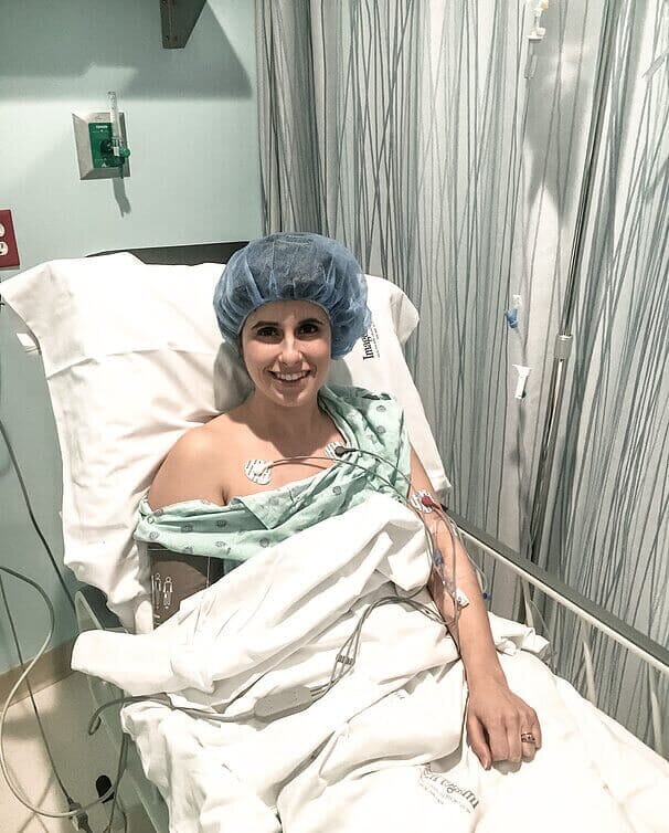 corine hoffer in the hospital after her GTD cancer diagnosis