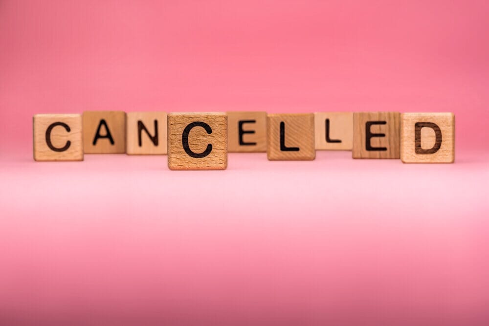 scrabble letters that spell &quot;cancelled&quot;